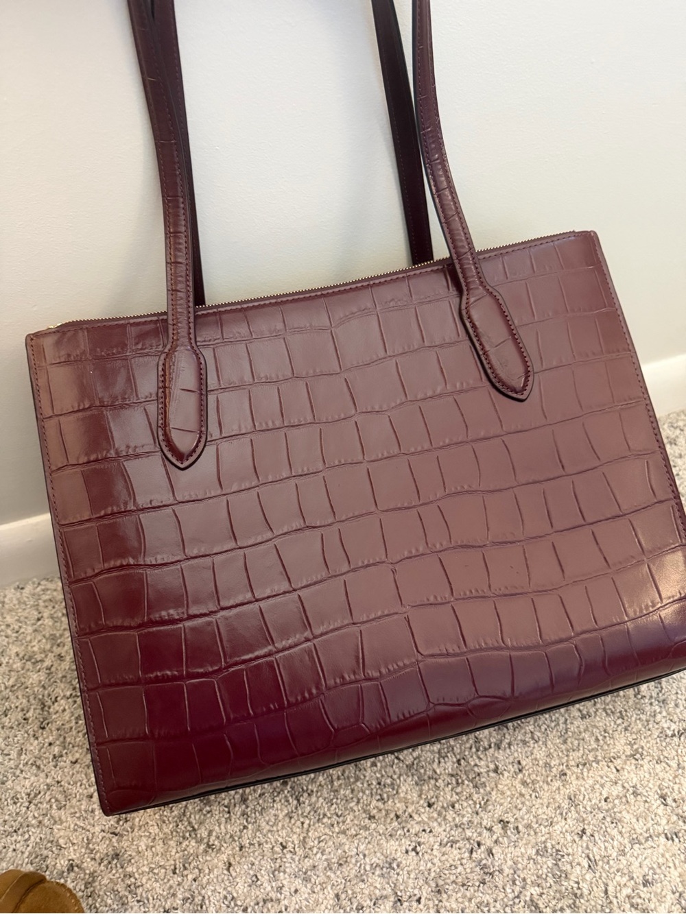 Coach Croc-Embossed Leather Tote in Deep Wine - Picture 7 of 7